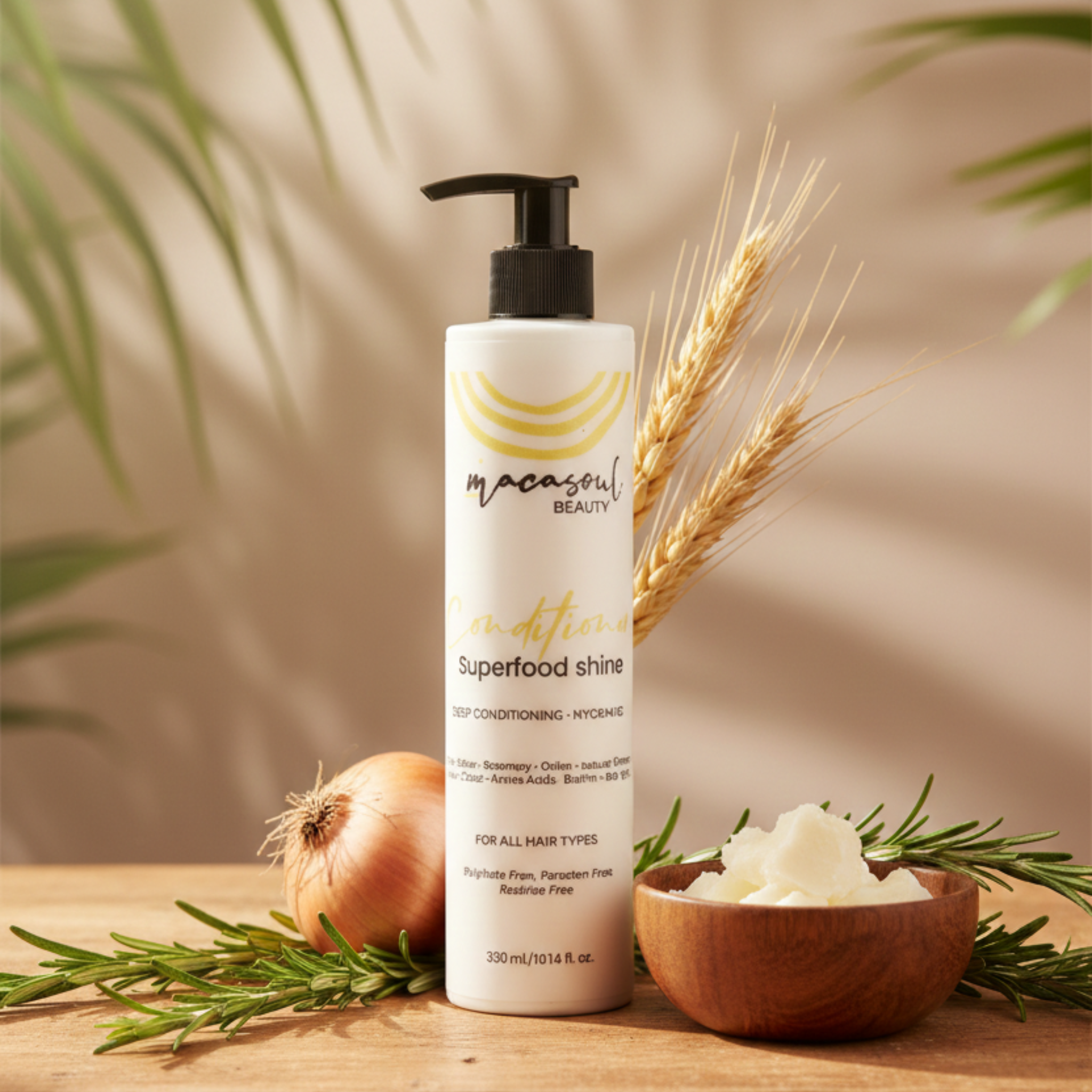 Organic Conditioner "Pure Softness" (330ml) Acondicionador Regenerador y Equilibrante con Romero, Cebolla y Manteca de Karité.