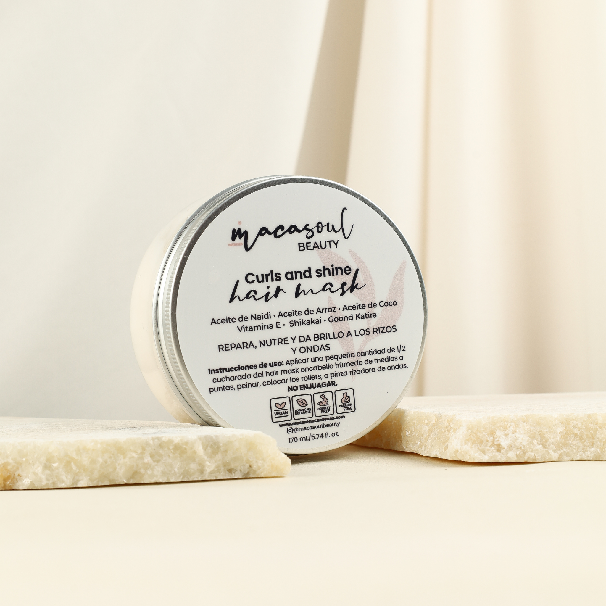 Curls and Shine Hair Mask "Botanicals" (170ml) Crema de Definición y Reparación para Rizos y Ondas con Aceite de Naidí, Shikakai y Protección Térmica.