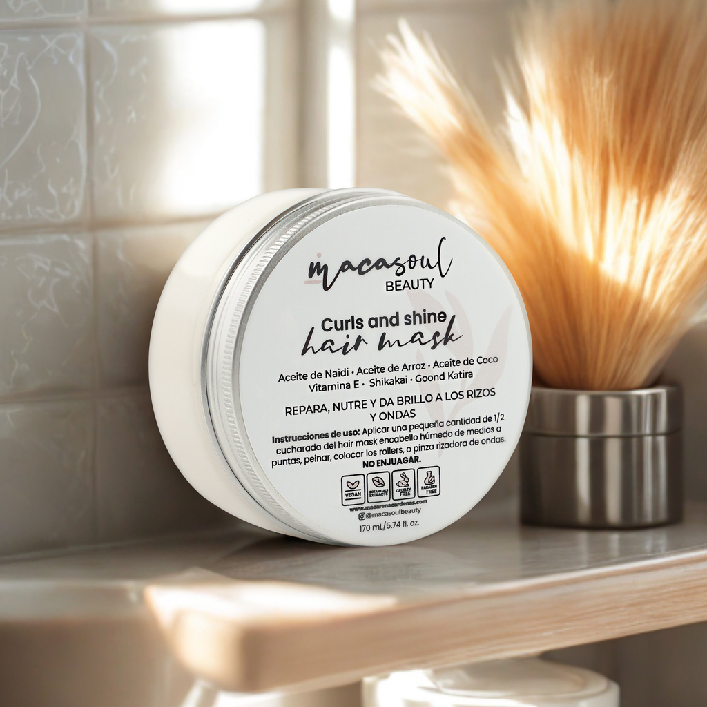 Curls and Shine Hair Mask "Botanicals" (170ml) Crema de Definición y Reparación para Rizos y Ondas con Aceite de Naidí, Shikakai y Protección Térmica.