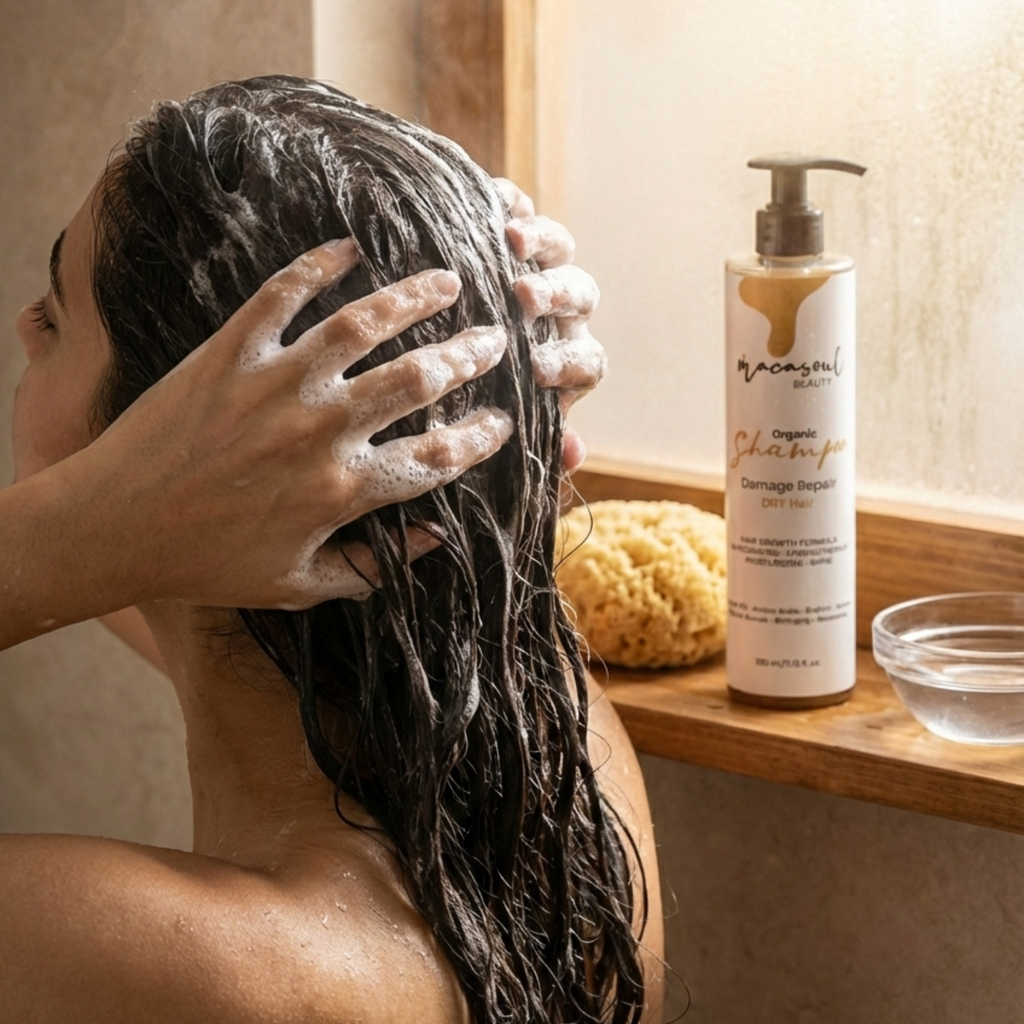 Dry Hair Shampoo Damage Repairing (330ml) Fórmula de Hidratación Intensiva y Regeneración con Aguacate, Argán, Aminoácidos y Hierbas Ayurvédicas.