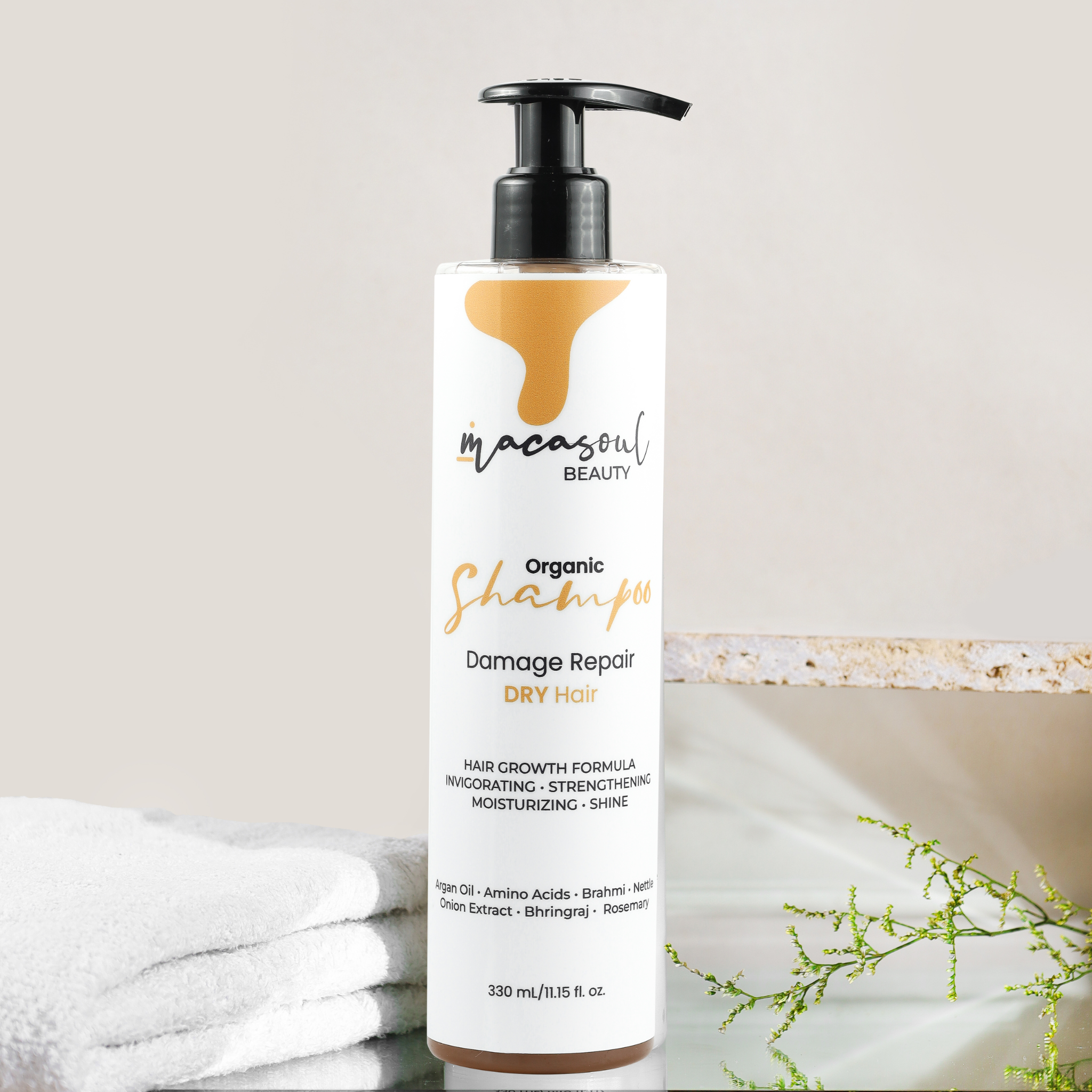 Dry Hair Shampoo Damage Repairing (330ml) Fórmula de Hidratación Intensiva y Regeneración con Aguacate, Argán, Aminoácidos y Hierbas Ayurvédicas.