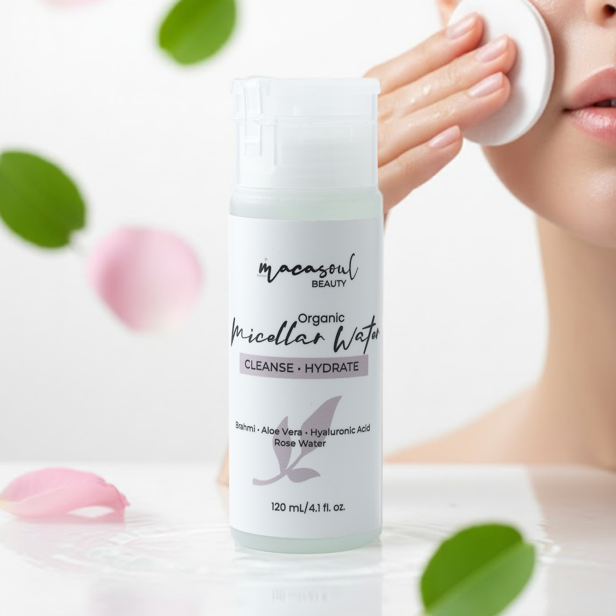 Agua Micelar Hidratante y Tonificante (120ml) Con Ácido Hialurónico & Brahmi