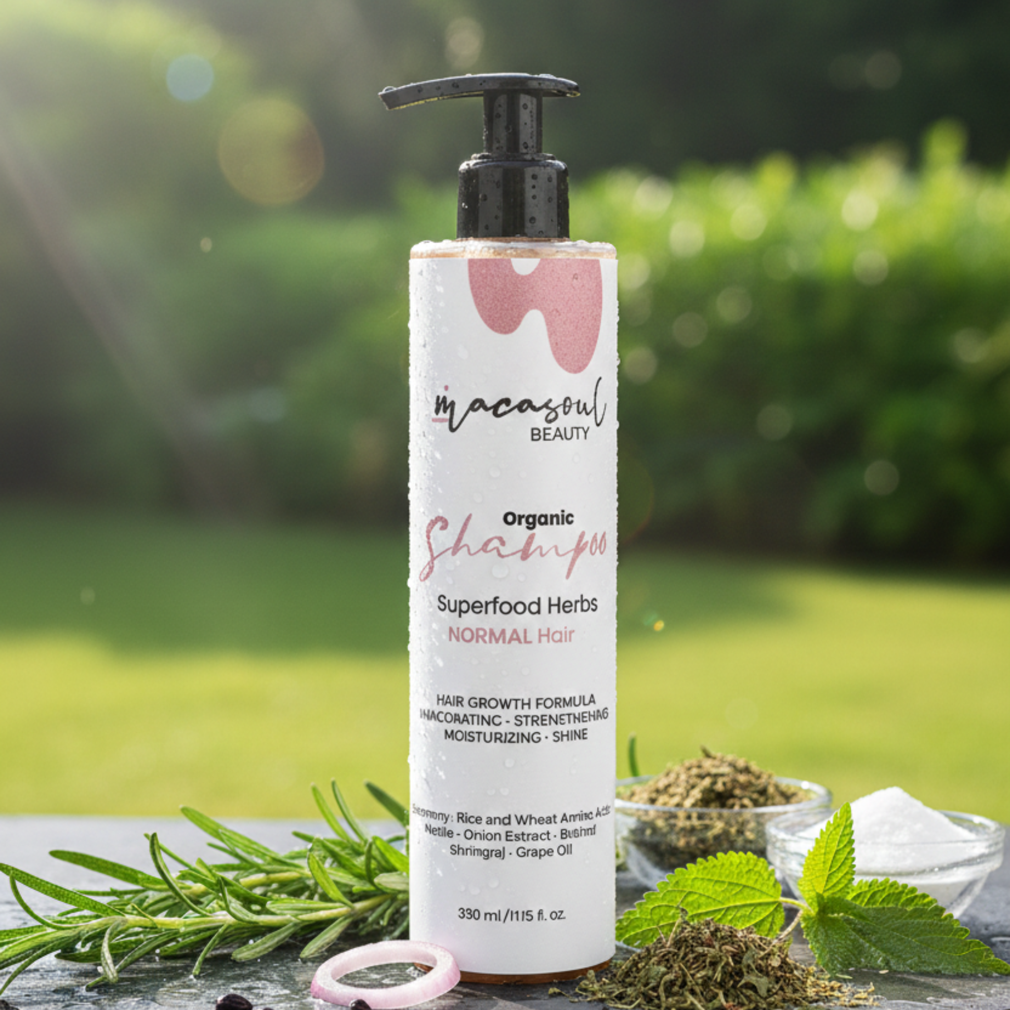 Normal Hair Shampoo Hair Growth Formula (330ml) Champú Estimulante y Reparador con Cebolla, Romero, Argán y Hierbas Ayurvédicas (Amla, Brahmi, Bhringraj)