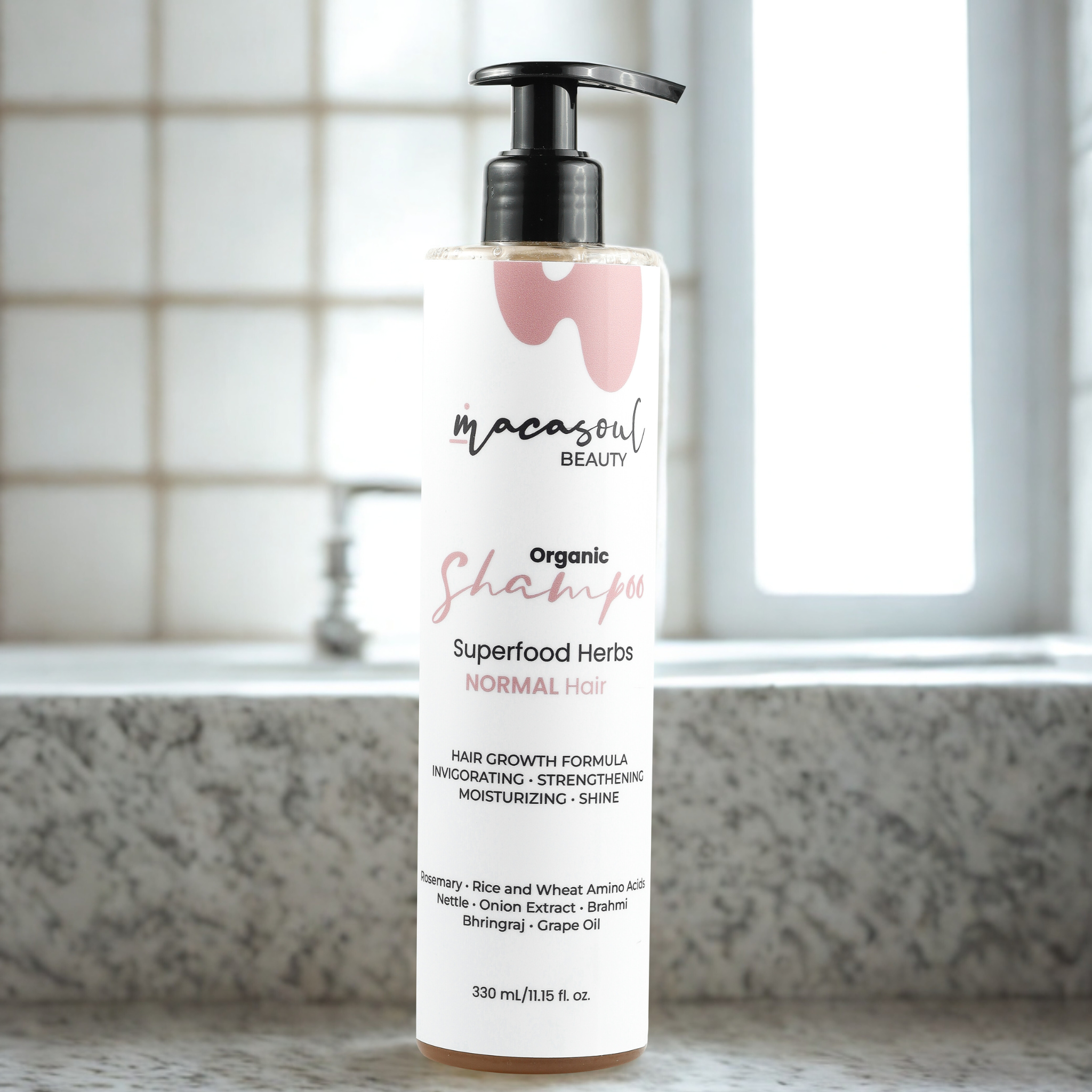 Normal Hair Shampoo Hair Growth Formula (330ml) Champú Estimulante y Reparador con Cebolla, Romero, Argán y Hierbas Ayurvédicas (Amla, Brahmi, Bhringraj)