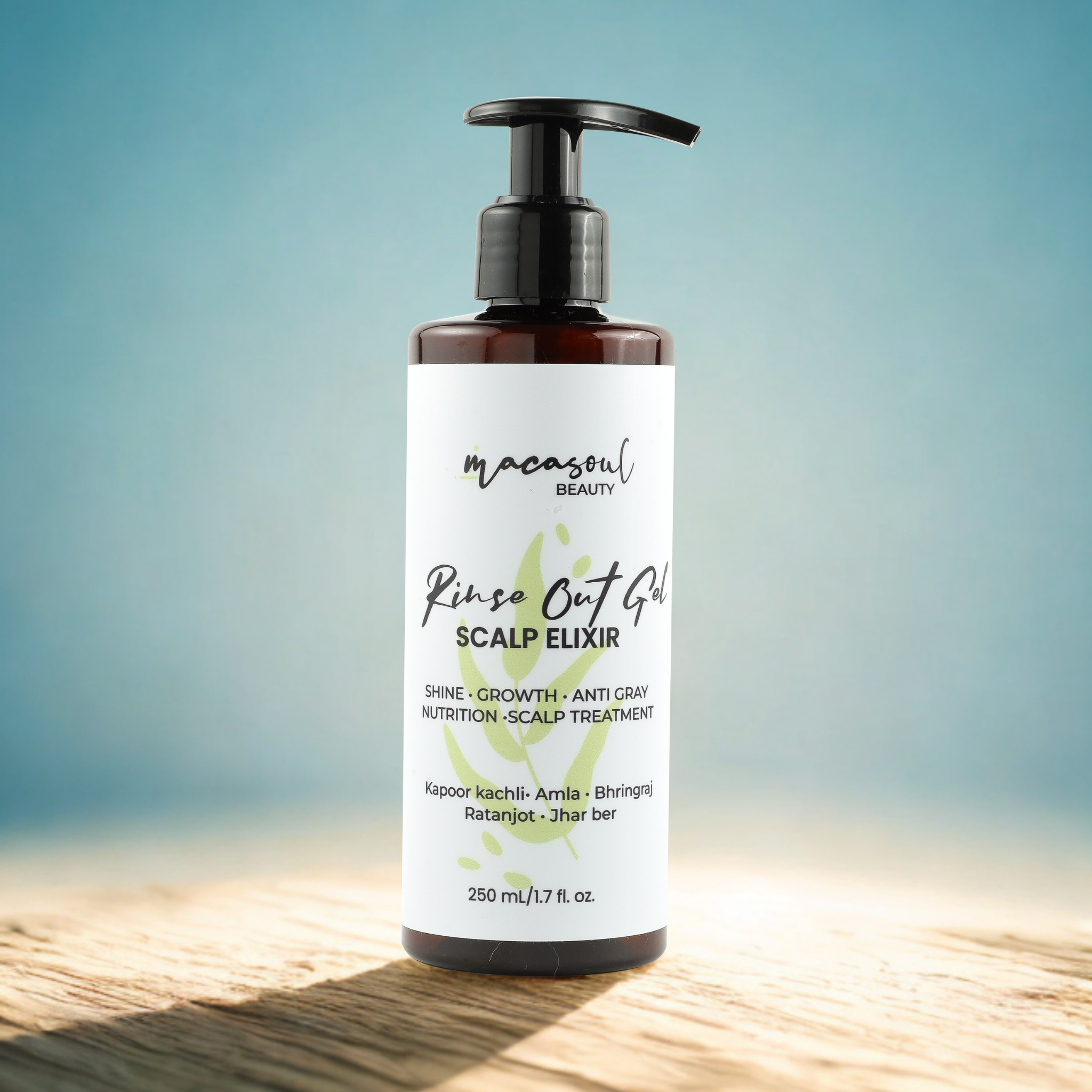 Rinse Out Gel Scalp Elixir (250ml) Tratamiento Capilar Ayurvédico para Crecimiento, Anti-Canas y Cuero Cabelludo Saludable. Con Amla, Bhringraj y Vitaminas A & E.