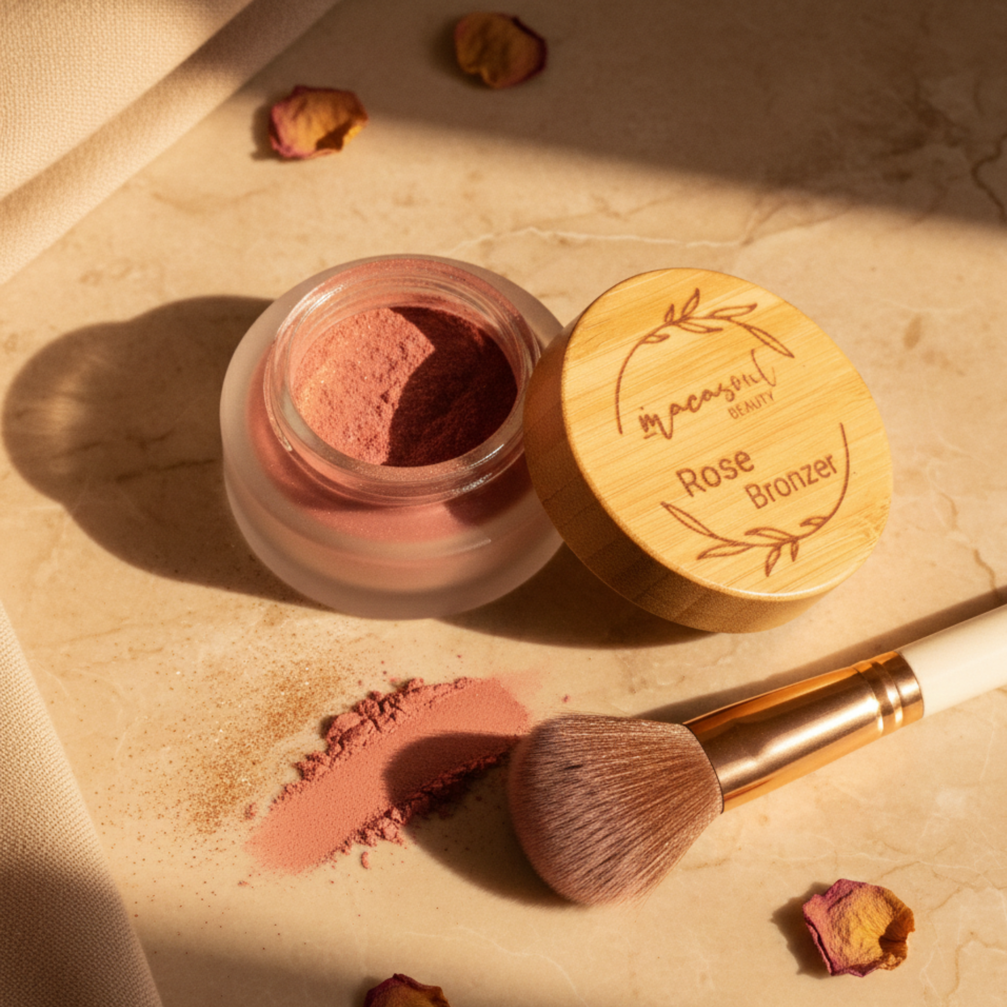 Bronzer Rose "Be Tan-derful" (30gr) Bronceador Mineral Orgánico con Polvo de Arroz y Efecto Detox