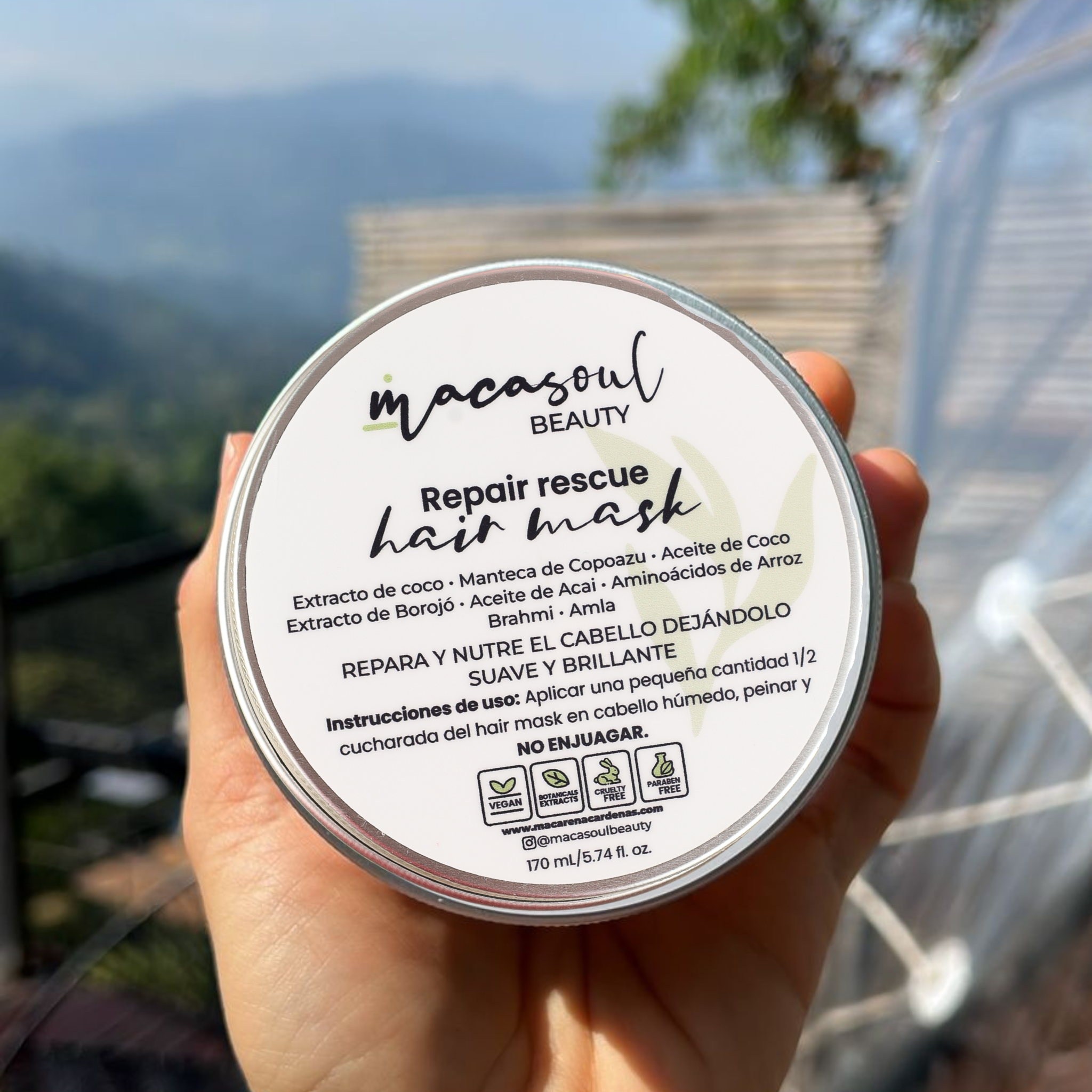 Rescue Repair Hair Mask (170ml) Tratamiento Reparador Sin Enjuague con Borojó, Acai y Manteca de Copoazú