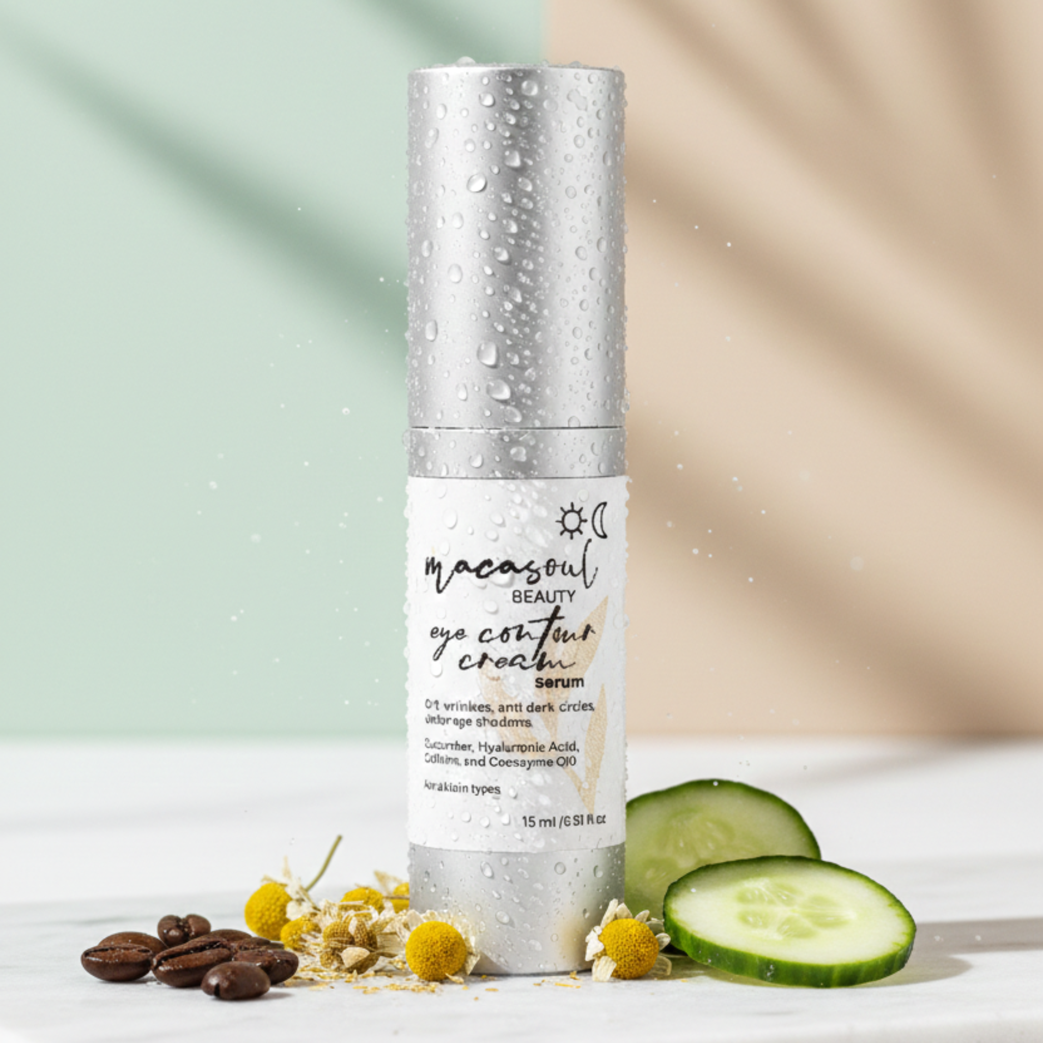 Contorno de Ojos Anti-Ojeras y Bolsas (15ml) Con Café, Pepino y Aloe Vera