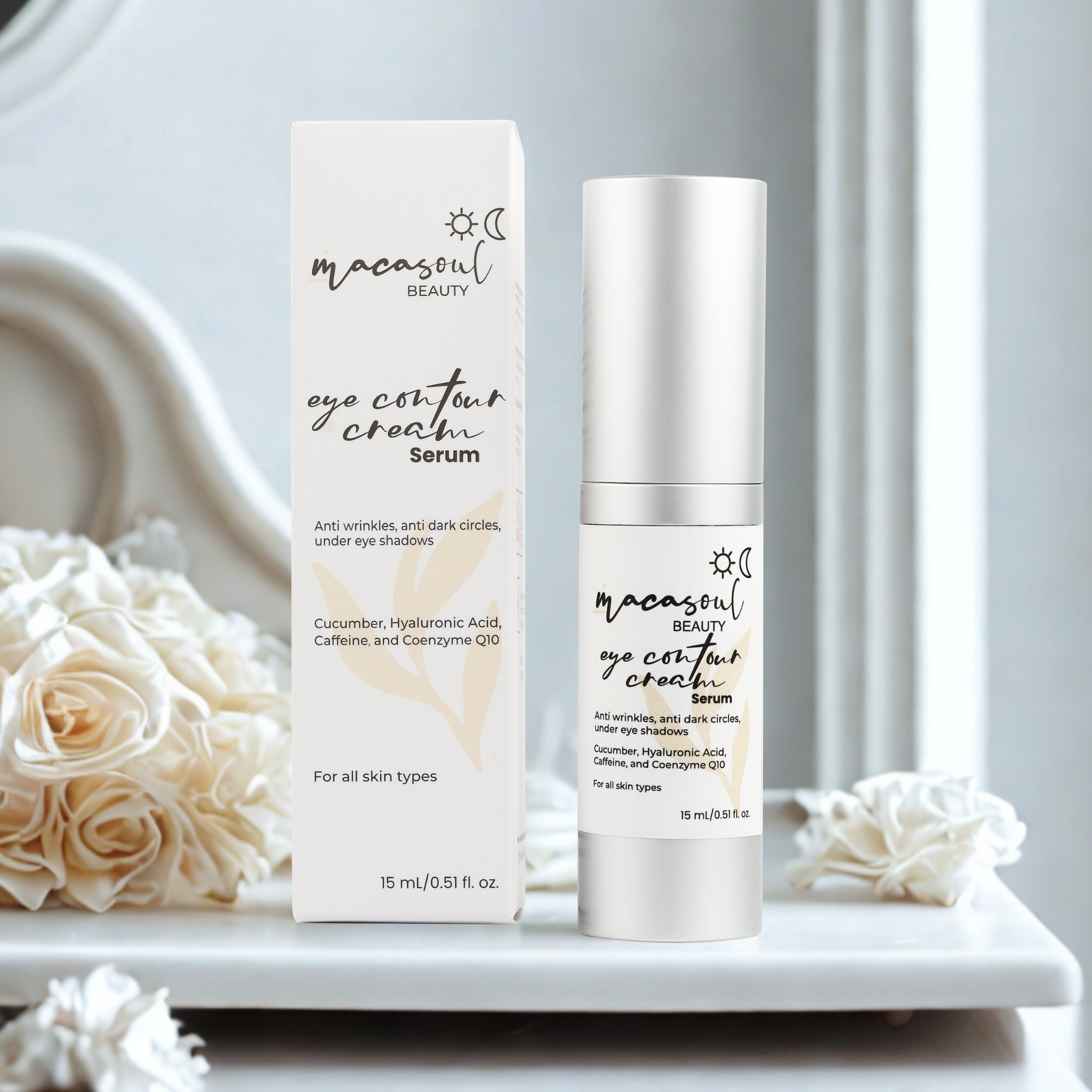 Contorno de Ojos Anti-Ojeras y Bolsas (15ml) Con Café, Pepino y Aloe Vera