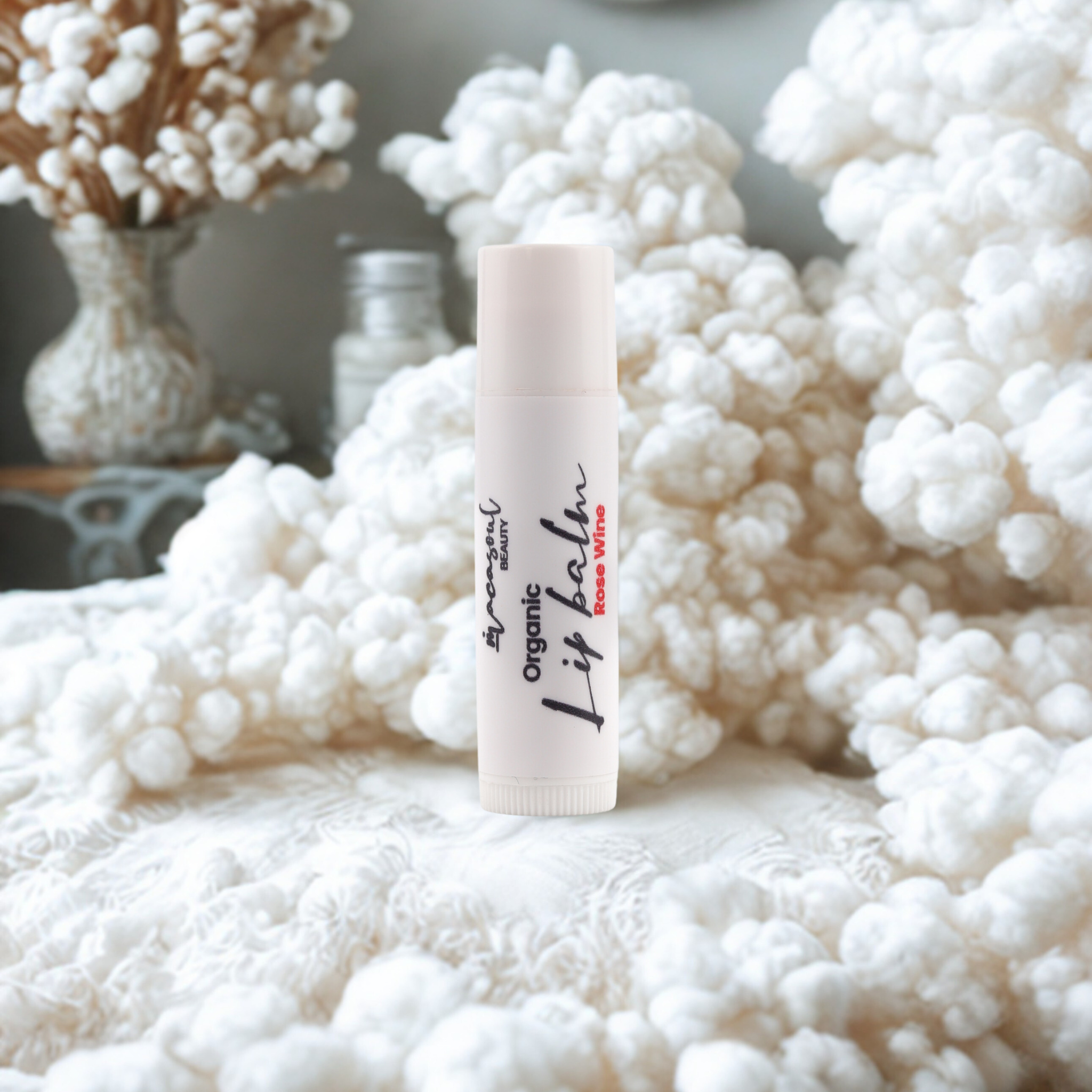 Organic Lip Balm "Rose Wine" (3gr) Bálsamo Labial Reparador con Vitamina E, Cacao y Aceite de Oliva