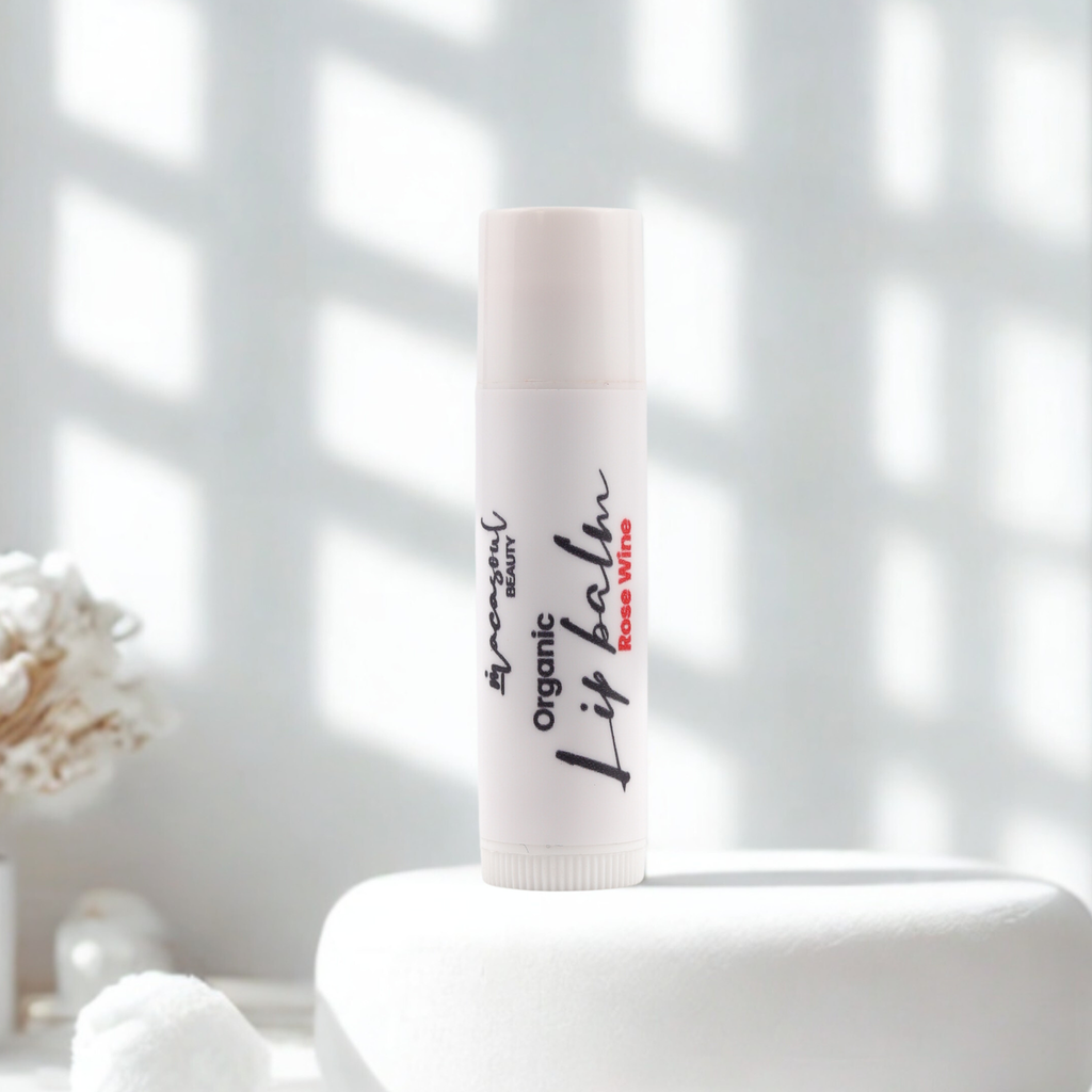 Organic Lip Balm "Rose Wine" (3gr) Bálsamo Labial Reparador con Vitamina E, Cacao y Aceite de Oliva